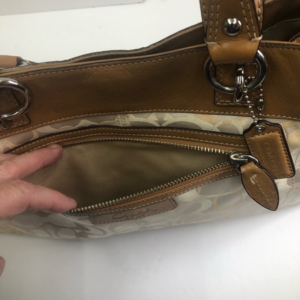 Coach Brown and Cream Shoulder Bag