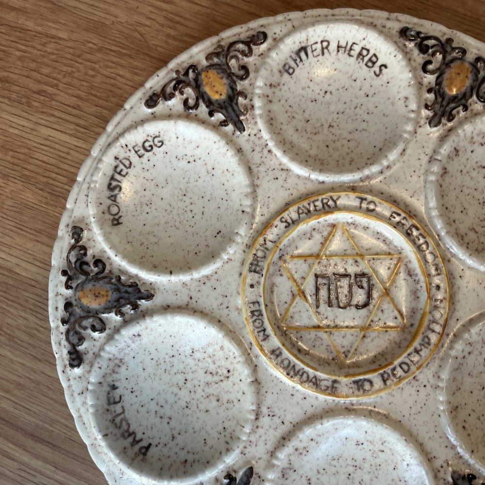 Unique Antique Ceramic Passover Seder Plate 10” Diameter
