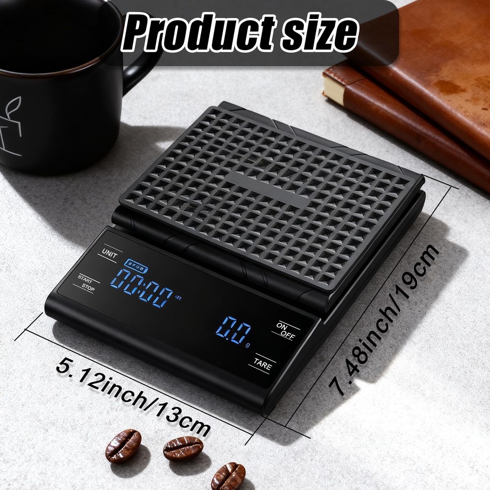 Coffee Scale with Timer, 5kg/0.1g Precision Pour Over Drip Espresso Scale for.