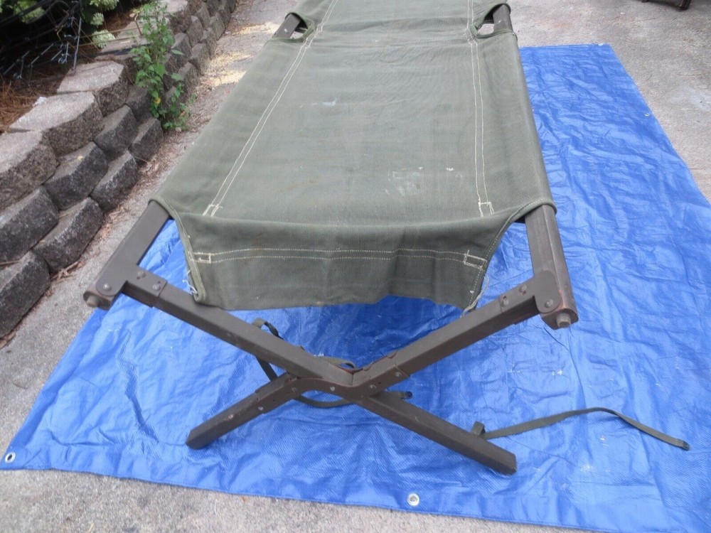 50s Vintage Military Folding Wood Cot