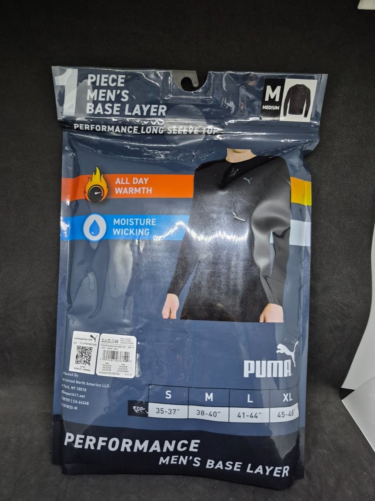 Puma Mens Base Layer Performance LS Warmth All Day Crew Top SZ Medium 38-40