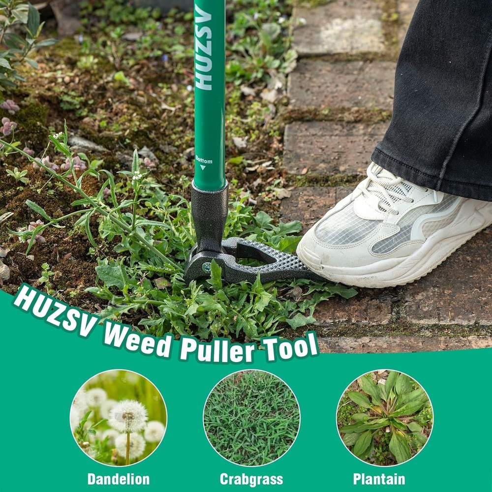 Weed Puller Tool Gardening Hand Weeding Tool with Long Handle 4 Steel Claws