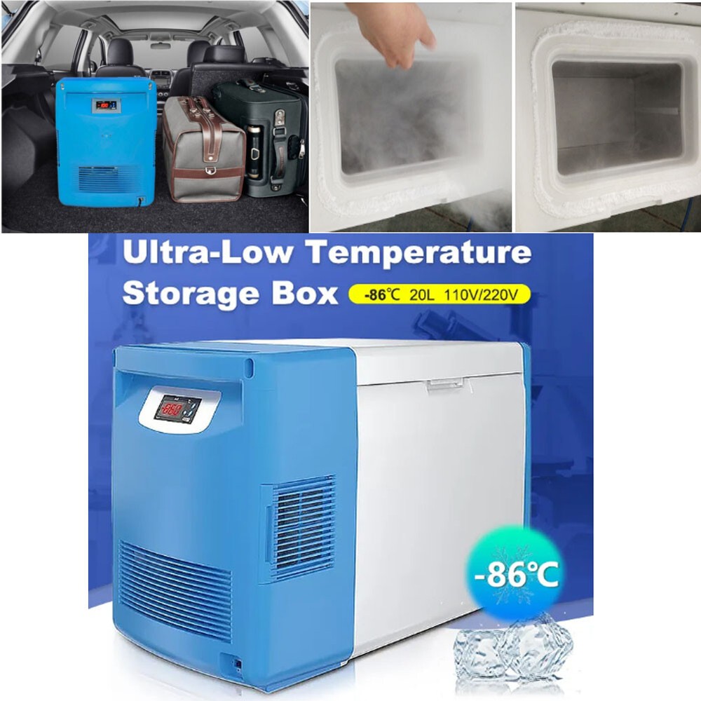 -86℃/-112℉ 20L Portable Ultra Low Temperature Freezer Laboratory Samples Storage