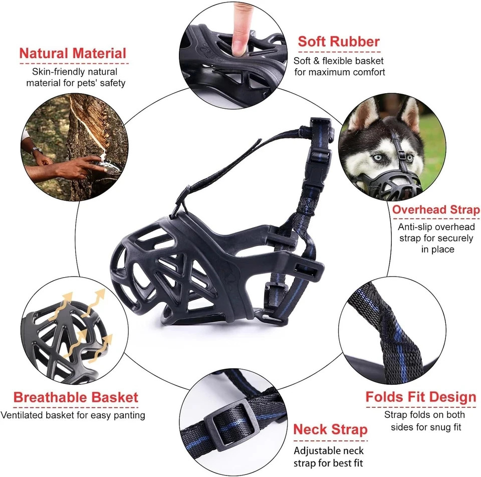 Dog Muzzle, Breathable Basket Muzzles for Small,