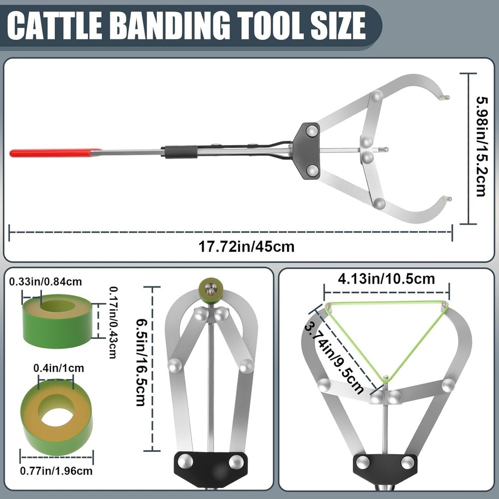 Heavy-Duty Bull Banding Tool with Rubber Bands