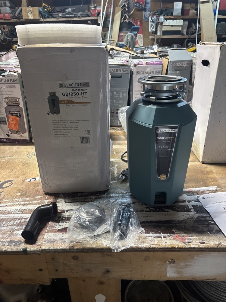 New Glacier Bay GB1250-HT Continuous Feed Garbage Disposal 1-1/4hp