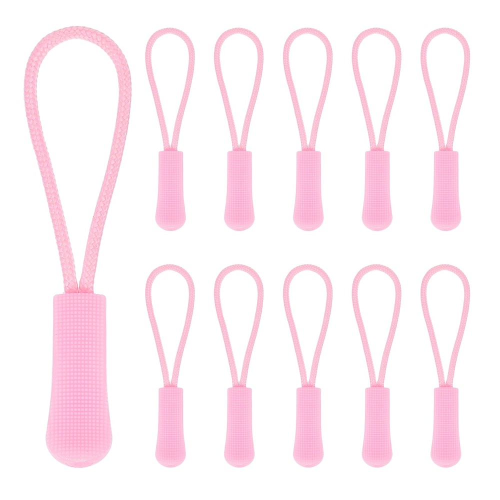 2.6" Zipper Pulls Replacement, 50 Pcs Nylon Cord Extension, Light Pink