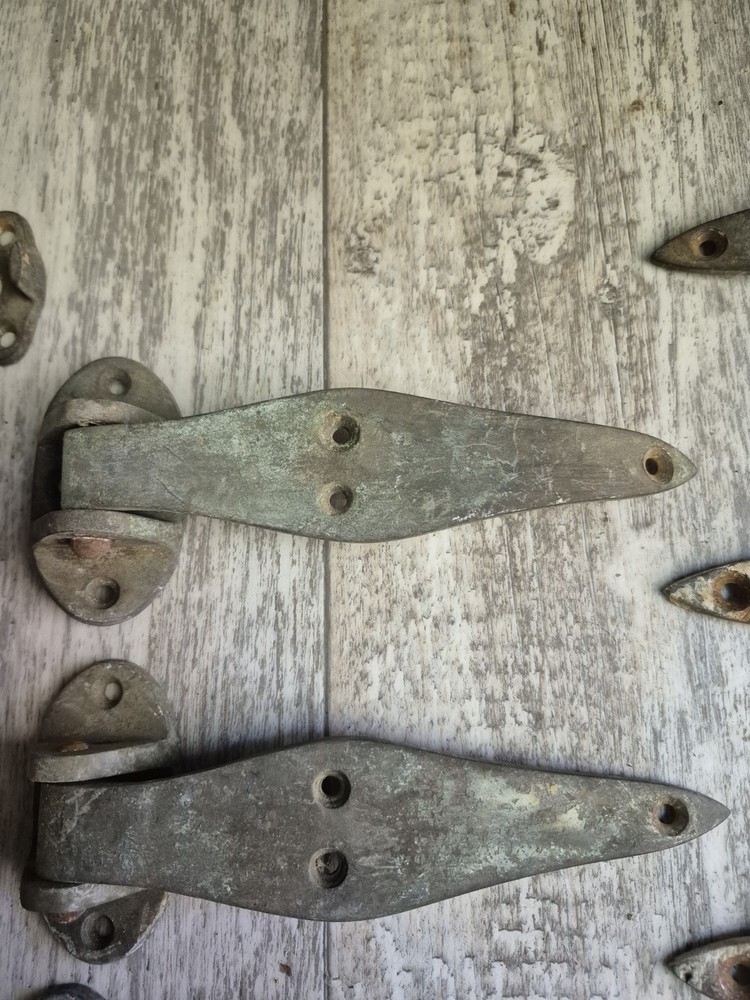 Antique Ice Box Brass Hinges Latches Pulls Hardware 14 PC Lot READ DESCRIPTION