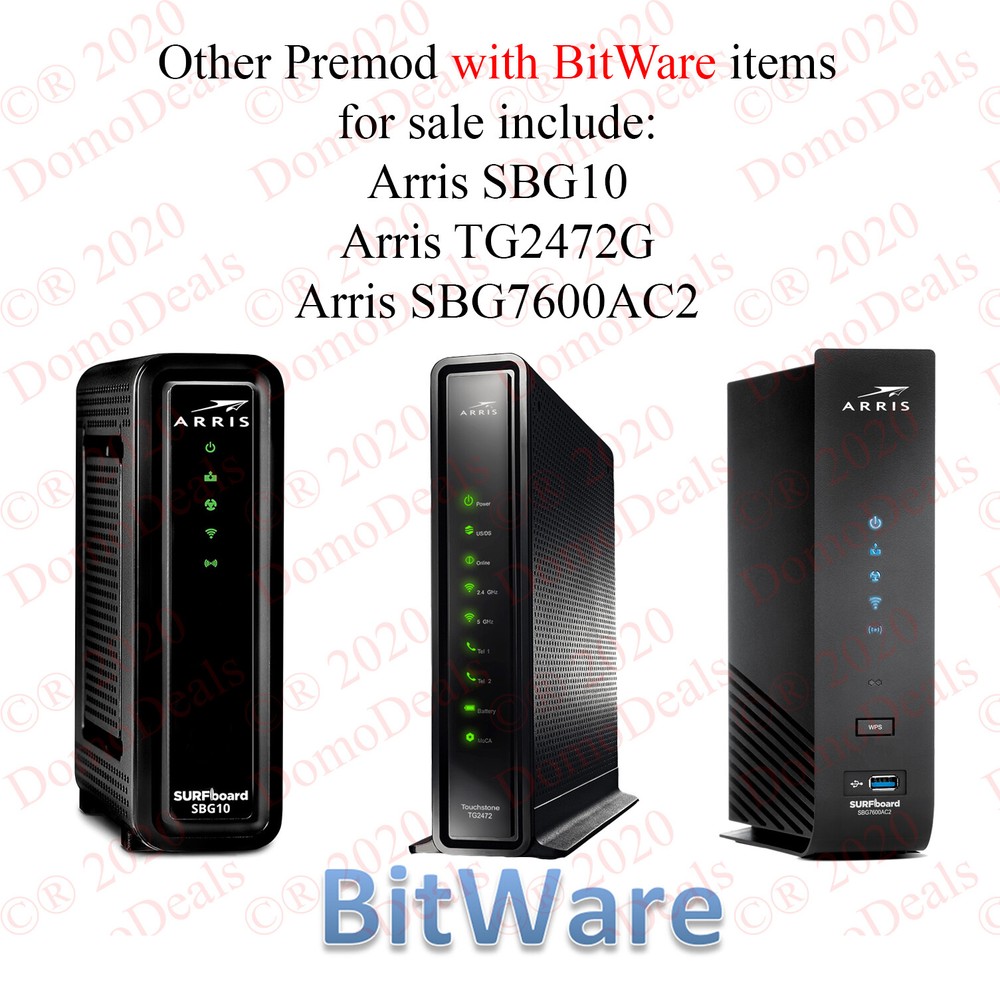 Arris SB6190 DOCSIS 3.0 Cable Modem premod with BitWare