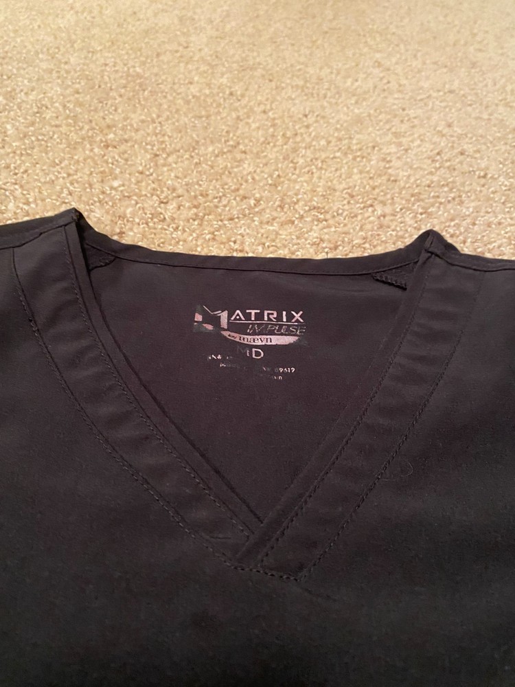 Matrix Impulse By Maevn Scrub Top Womens Polyester Blend Black Short Sl Size M