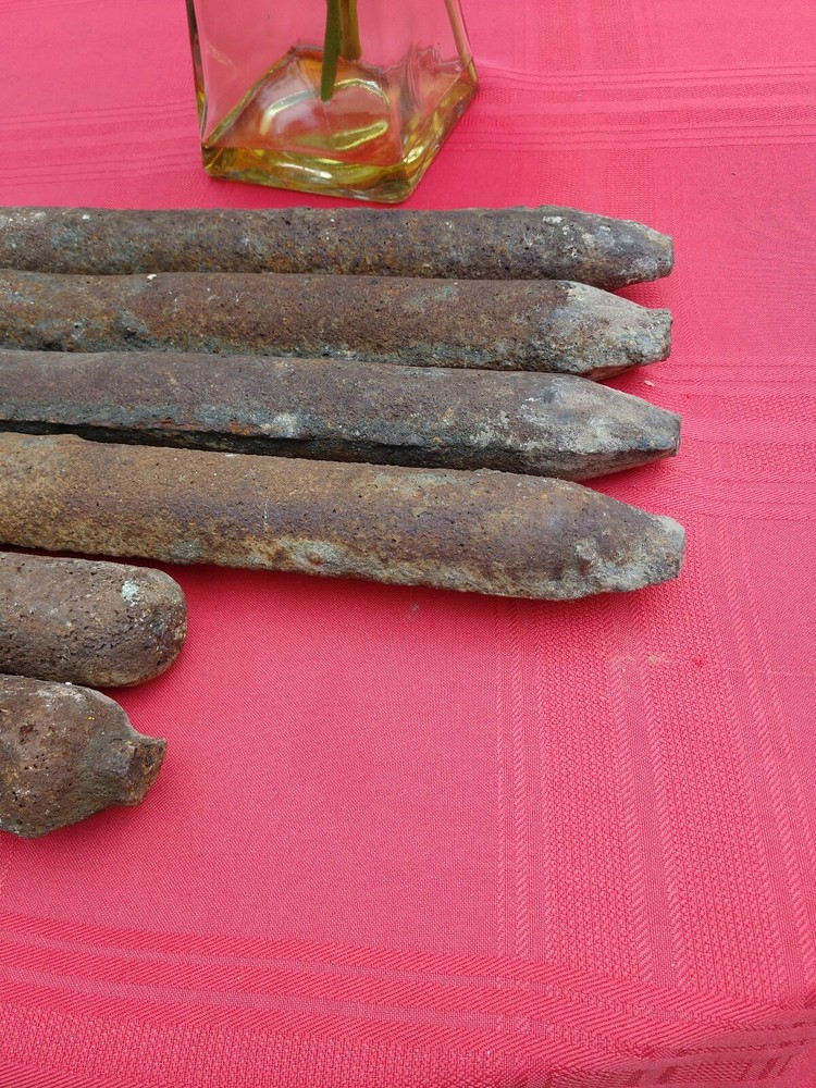 6 Vintage Cast Iron Window Weights