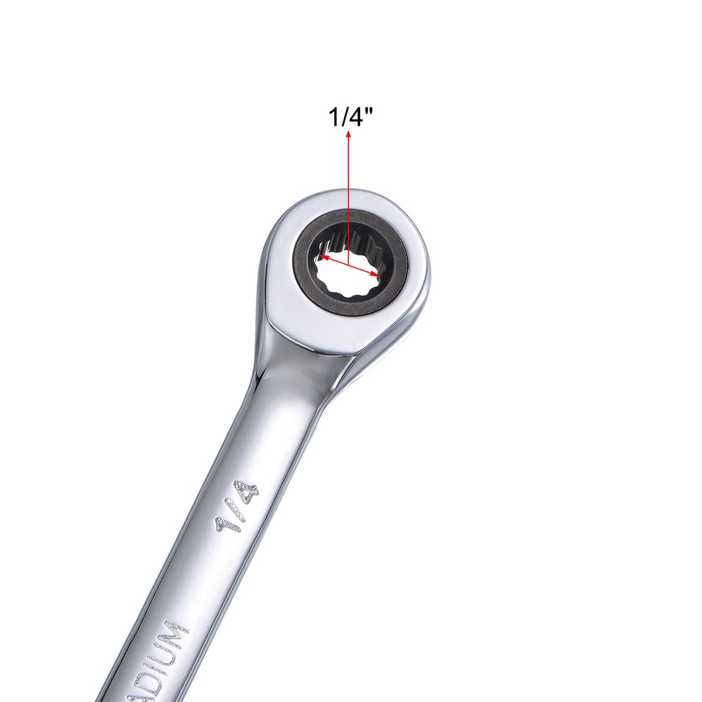 1/4" Ratcheting Combination Wrench SAE 72 Teeth 12 Point Box Ended Tool