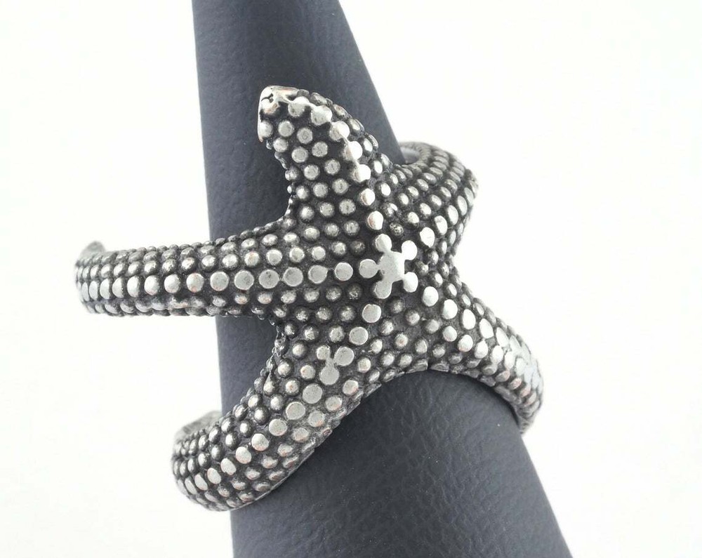 Starfish Ring Adjustable Antique Silver Plated brass 18mm 8US inner size OZ3065
