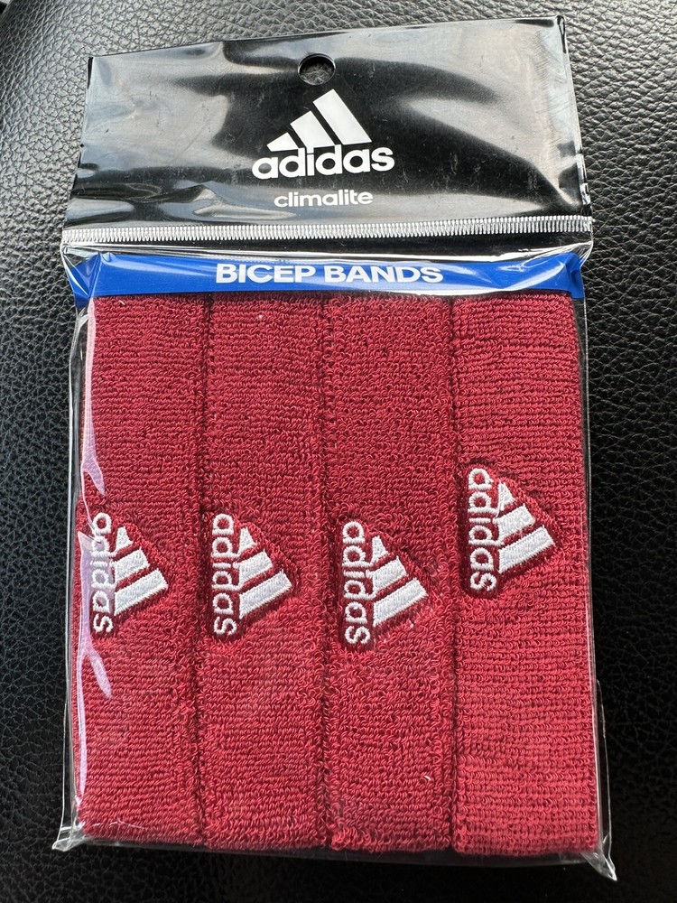 New Adidas Climalite 3/4 Inch Bicep Band Red  4 Pack One Size