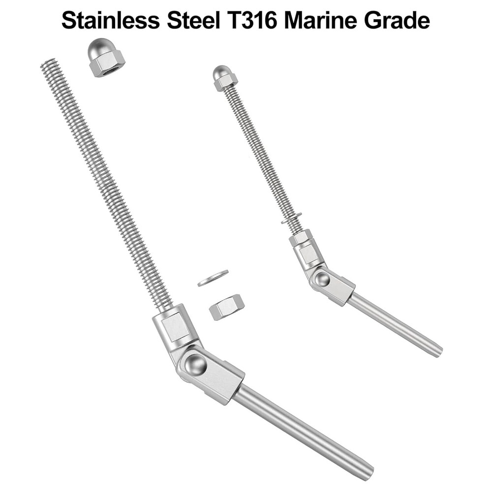 6" Long Angled Swage Threaded Stud, 3/16" 180 Degree Adjustable Angle 20 Pack