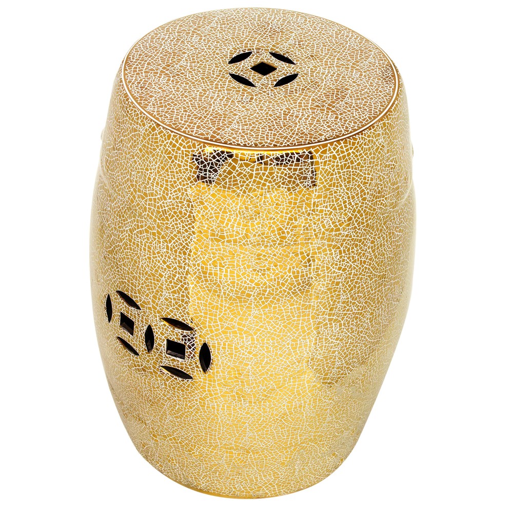18" Gold Crackle Garden Stool