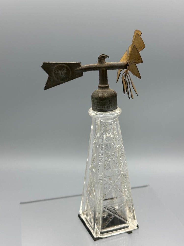 c 1915 WINDMILL Eagle Moon CANDY GUARANTEED Antique GLASS CONTAINER E&A 840