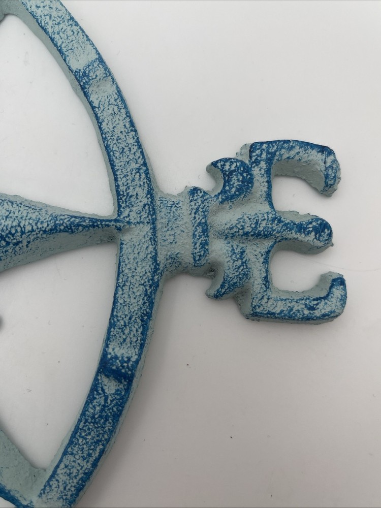 Large Cast Iron Rose Compass 2 Toned Blue 11.25”