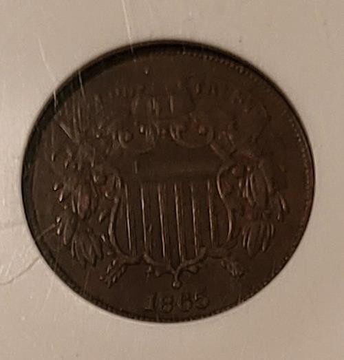 1865 Shield 2 Cents XF45 BN NGC