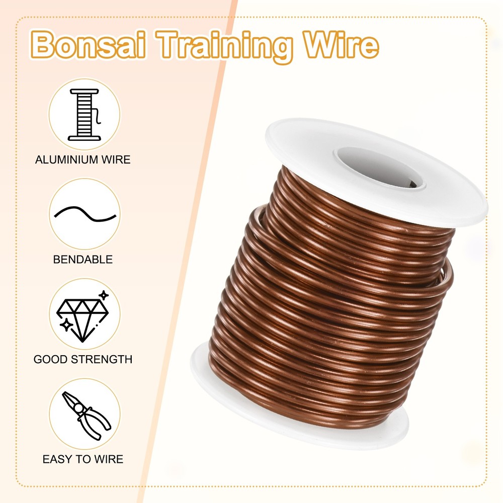 1-Pack Bonsai Training Wire, 2.5mm x 33ft Anodized Aluminum Wire [Copper]