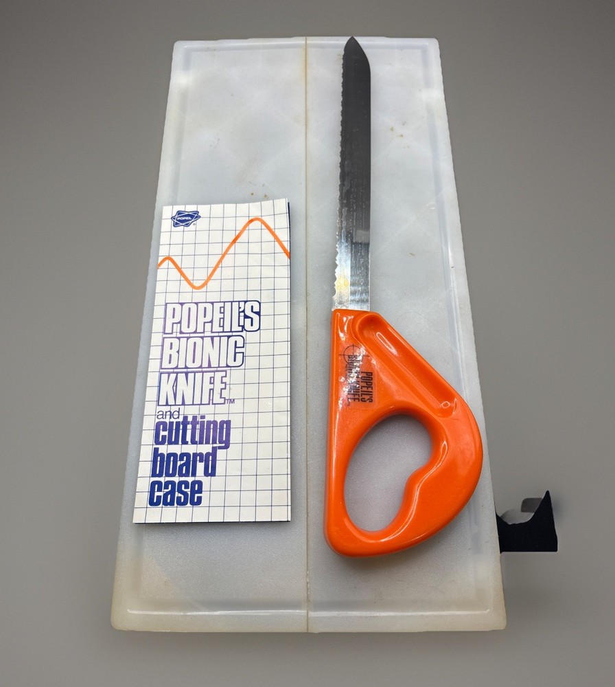 Vintage Popeil's Bionic Knife 8" Blade Cutting Board Case  Set