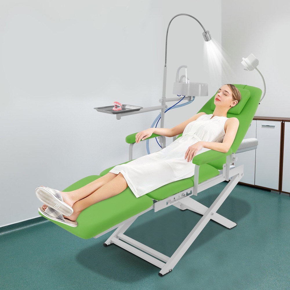 Portable Dental Chair with Adjustable Height and LED Light - Foldable Design
