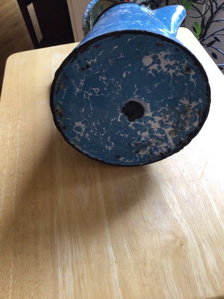 Blue Speckle enamelware kettle Pot for Display Artificial Flower Arrangements