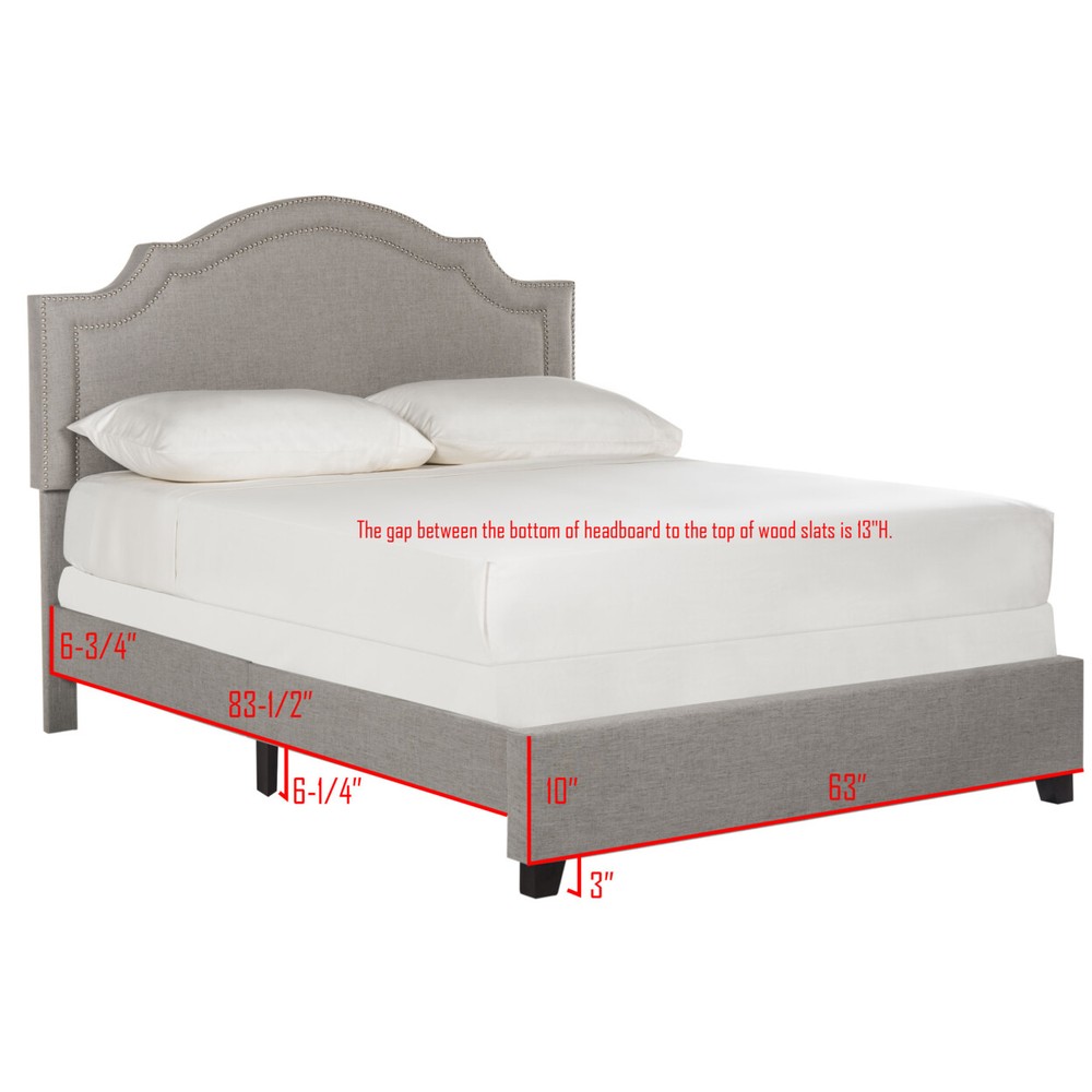 SAFAVIEH Theron Bed | Light Grey | Full |