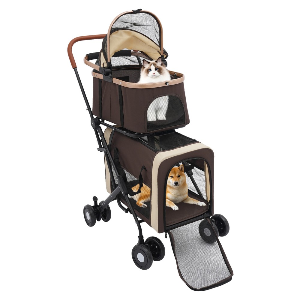 Foldable Pet Stroller w/wheel Adjustable Dog & Cat Stroller For Small&medium Dog