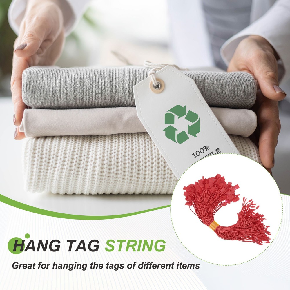 200pcs Polyester Hang Tag String (6.7") - Plastic Snap Lock Pin Loop Red