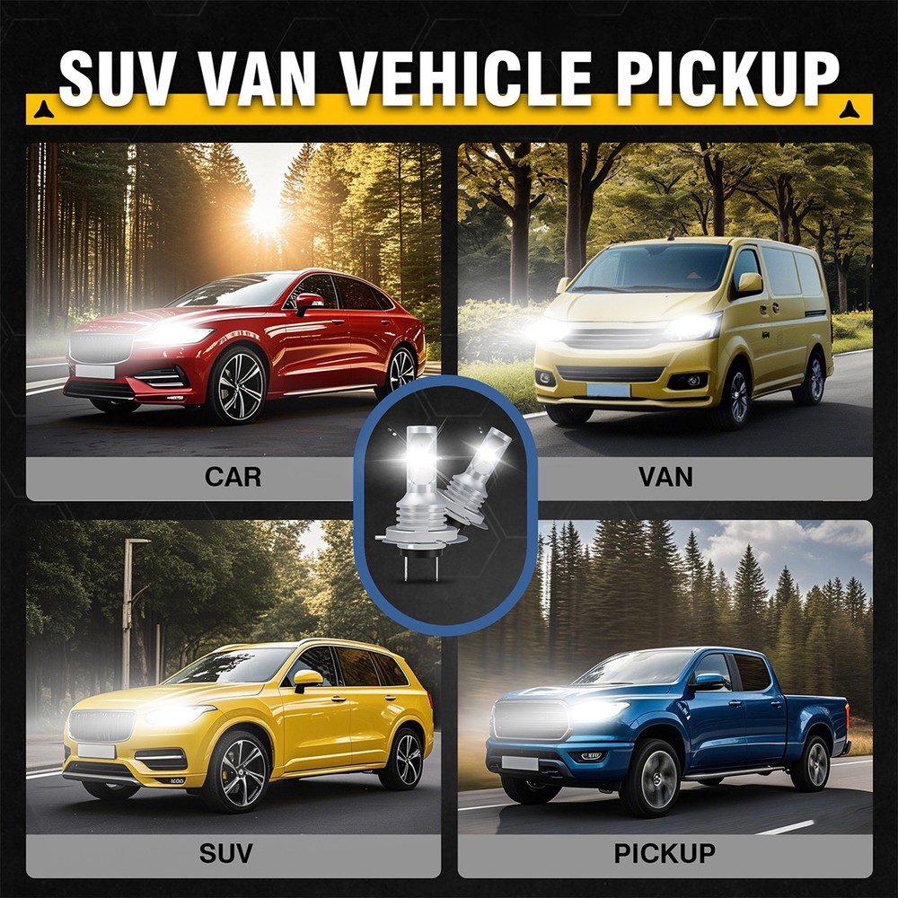 2x H7 LED Headlight Bulb Kit High Low Beam 80000LM Super Bright 6500K White E4EA