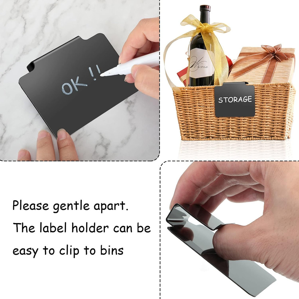 25 Pieces Basket Labels Clips Removable Bin Tags Includes 18 Kitchen Bin Labe...
