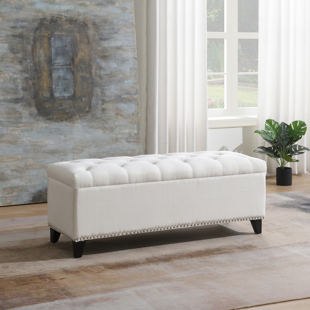 Storage Stool with Safety-Closing Hinges Features Touch Teddy Fabric