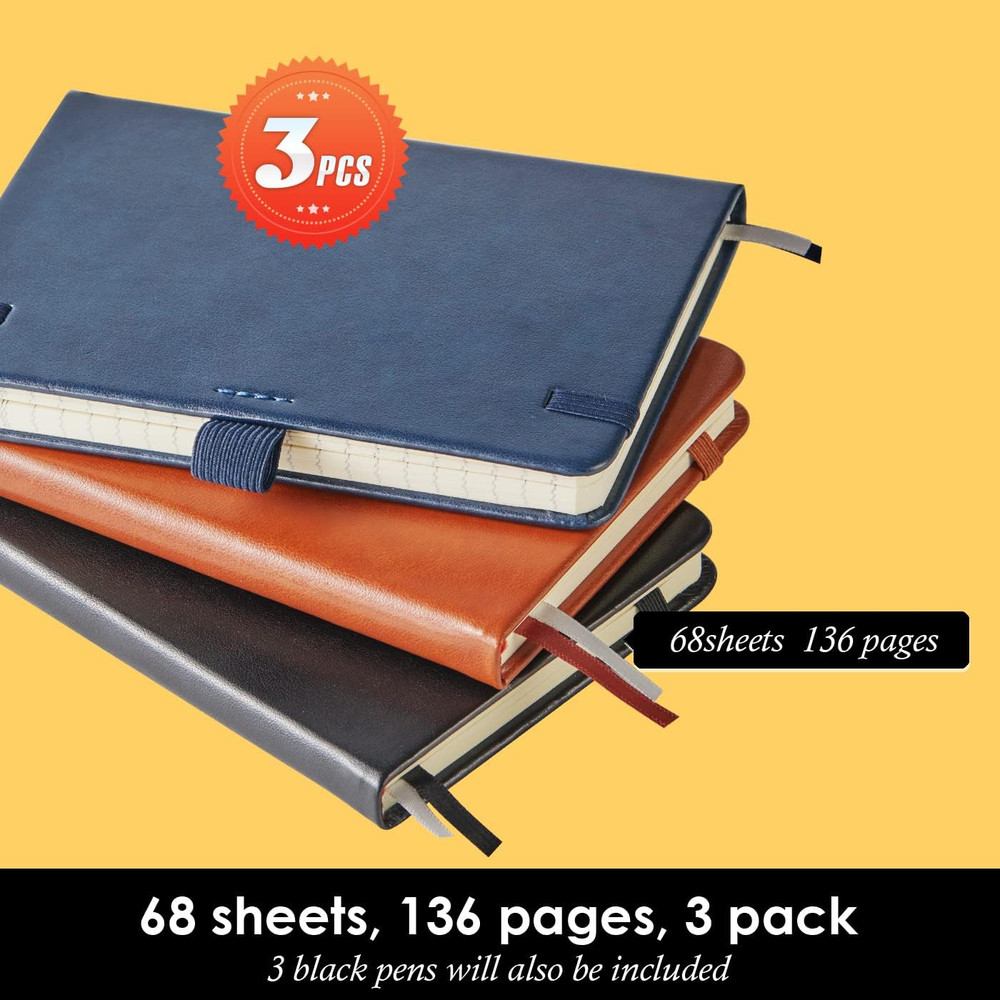 3 Pack Pocket Notebook Journals, Small Notepad Notebooks for Note Taking, A6 Min
