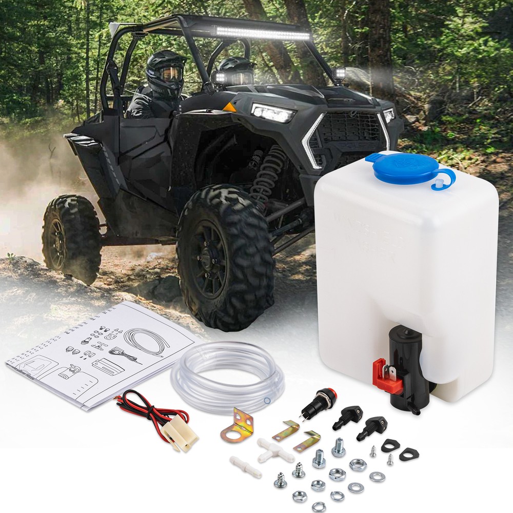 Universal 12V Windshield Washer Bottle Tank Pump Wiper System Reservoir Kit