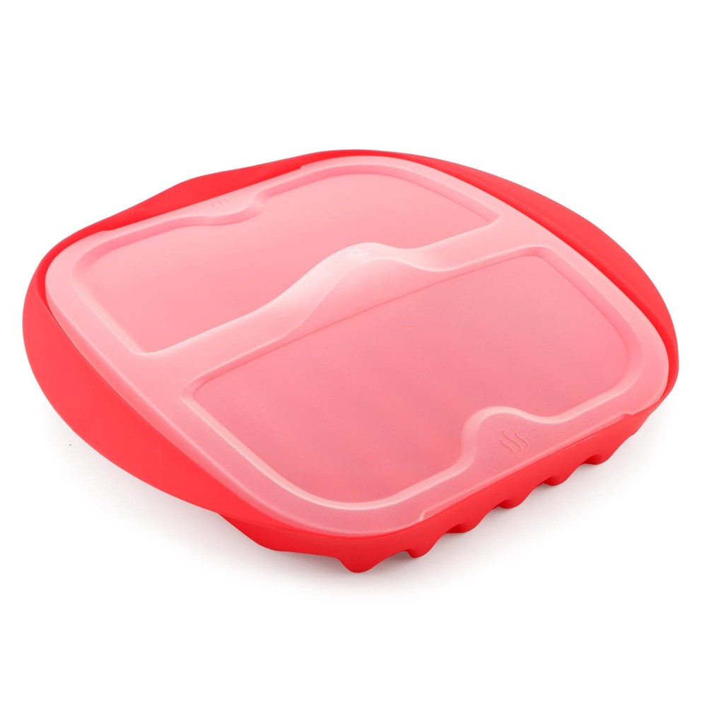 Microwave Bacon Tray with Splatter Lid, Bacons Rack, Easy Red