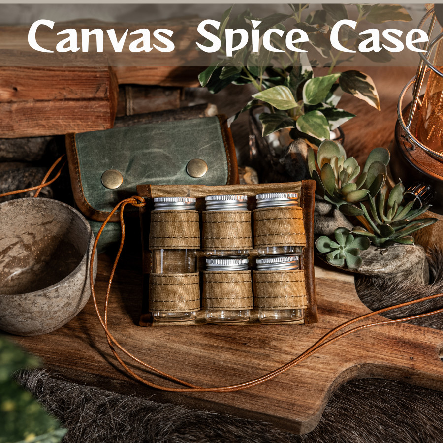 Waxed Canvas Spice Case, Spice bag, Bushcraft Set, Kitchen Storage Container