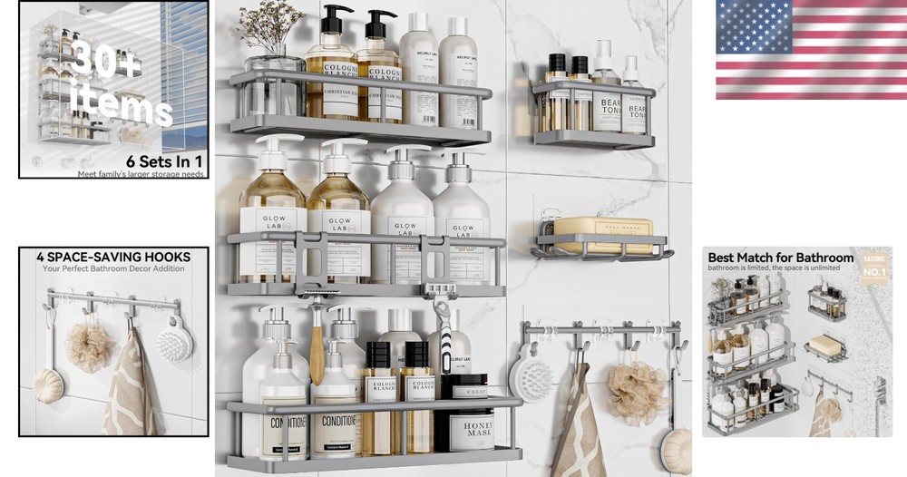 Shower Caddy Organizer, No Drilling Needed