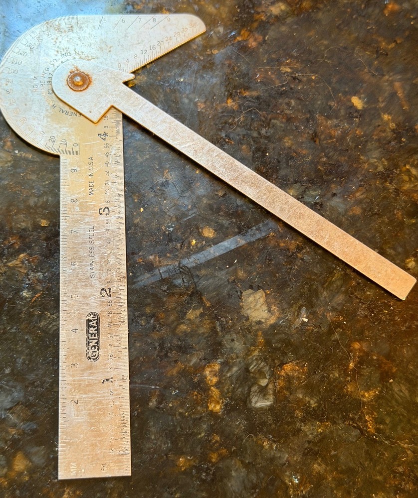 General Hardware No. 16 Multi-Use Rule Gauge Protractor Machinist Tool Vintage