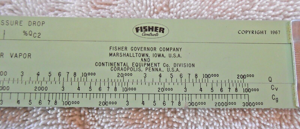FISHER CONTROLS UNIVERSAL VALVE SIZING RULE 1967 with CASE