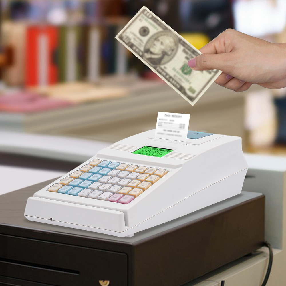 40-Keys Cash Register Tabletop Ratail Cash Register Rectangular Cashing System