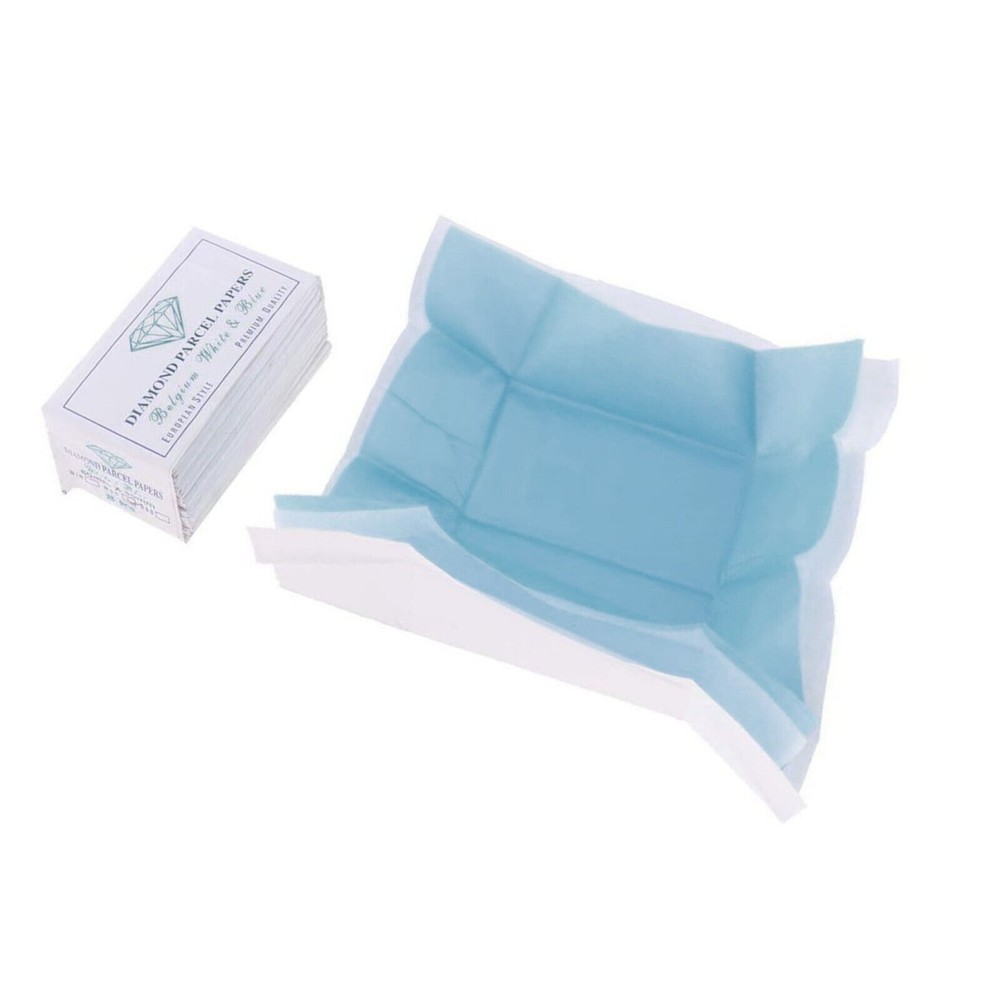Papers Diamond Gemstone 25Pack Jewelry Parcel Package Storage 80x45mm White&Blue