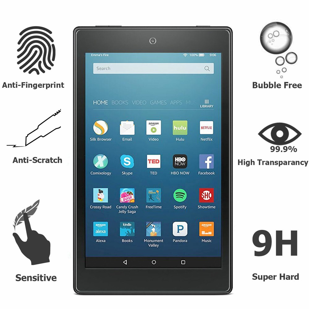 2 Pack Glass Screen Protector For Amazon 2019 Fire HD 10,Bubble free 9H HD Clear