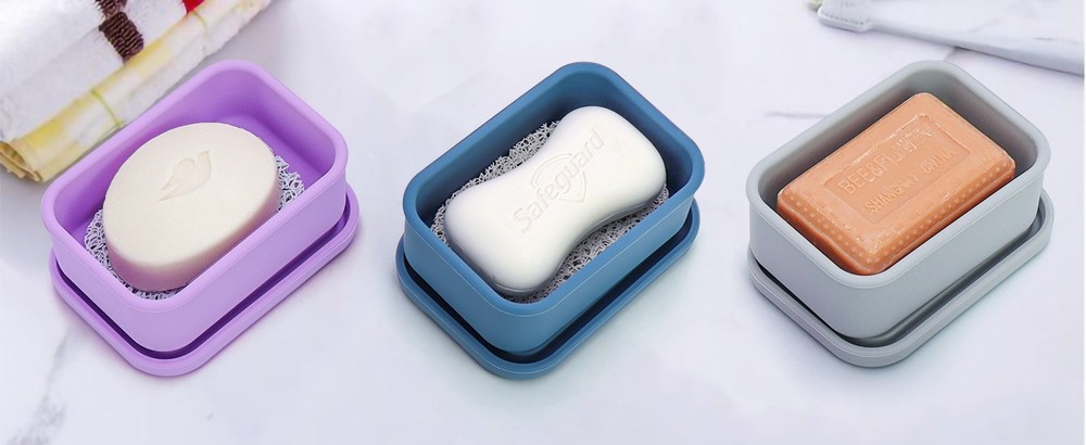 Enhanced Leak-Proof Silicone Soap Case with Draina Layer.