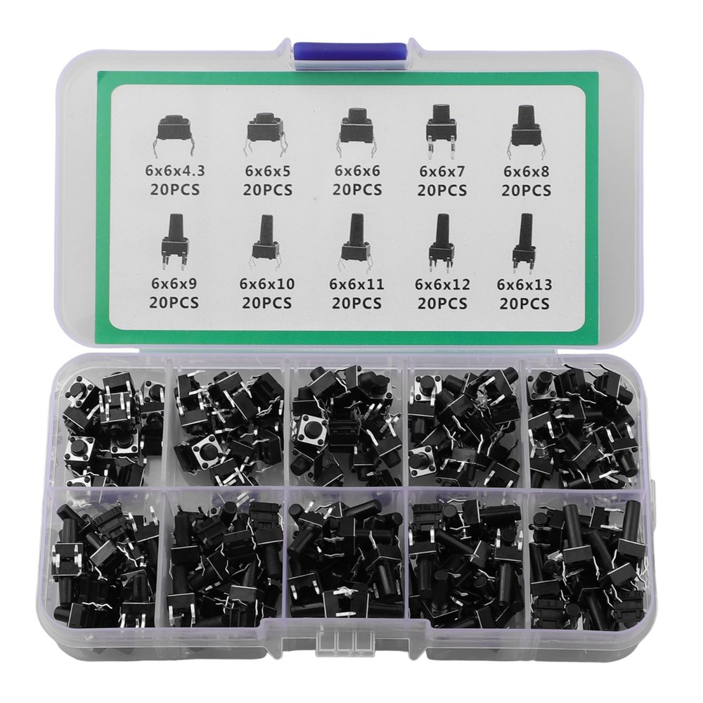 Organized Miniature Tactile Switch Collection for Electronics Projects