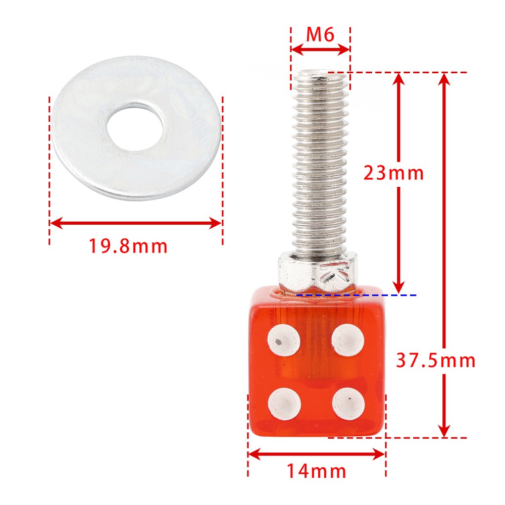 M6 Plastic Custom Head Dice License Plate Frame Screws Bolts Hardware Red