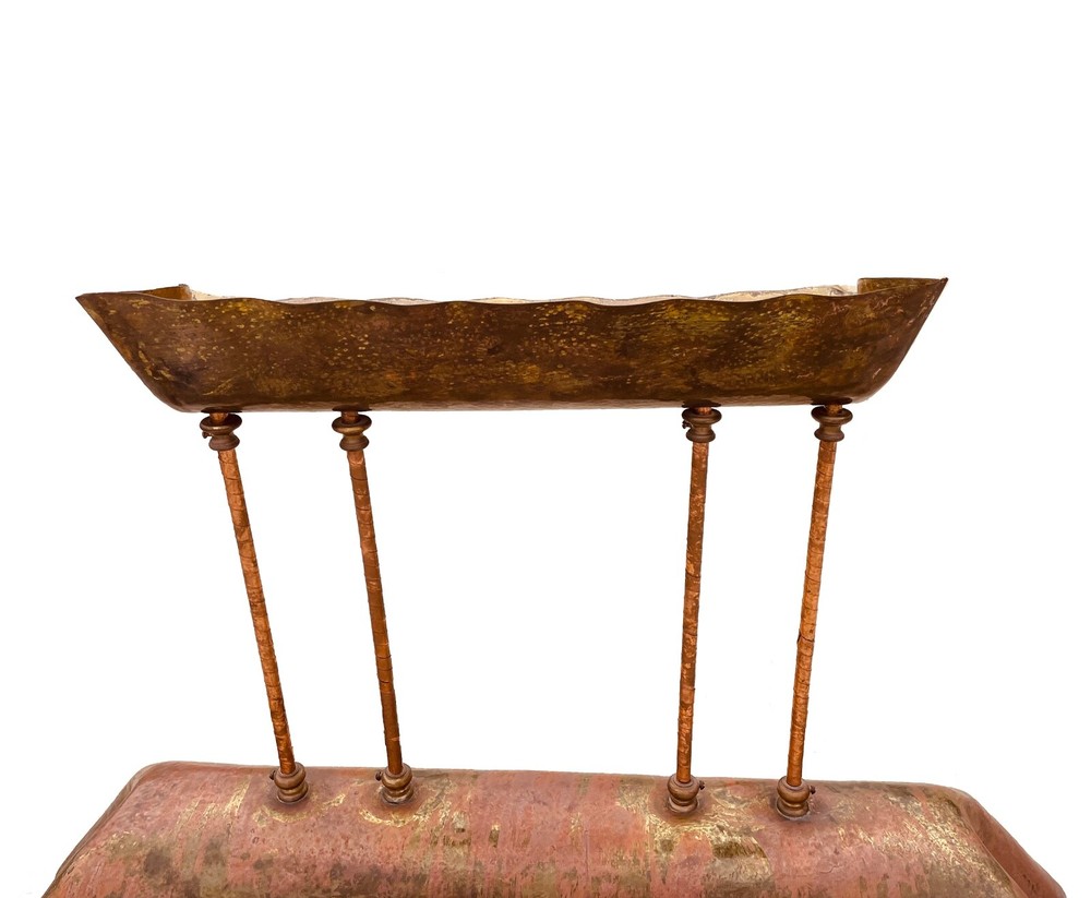 Mid Century - Brutalist - Patinated Brass Pool Table Light - 46" long
