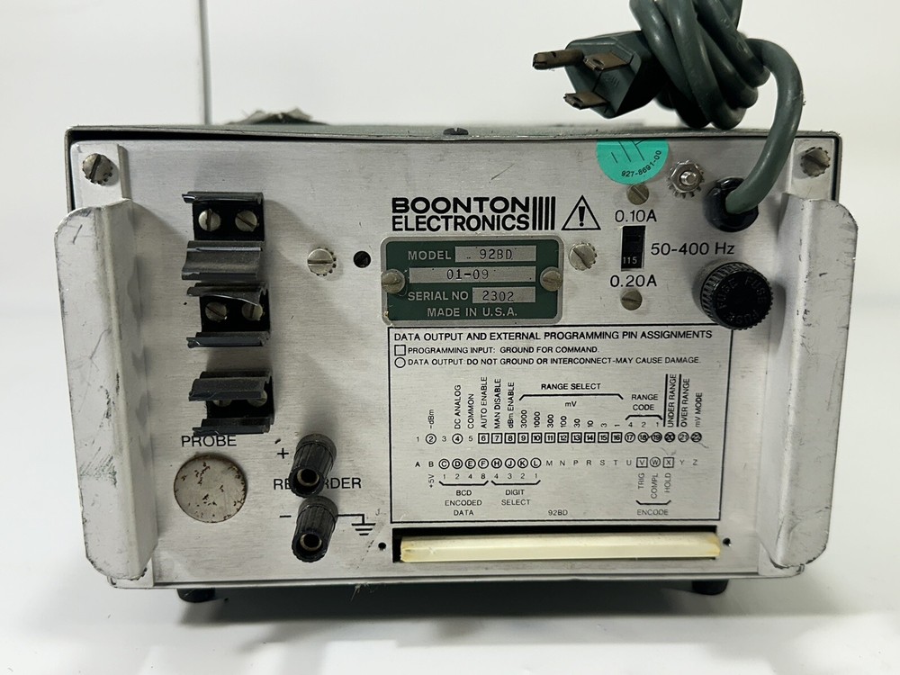 Boonton Electronics Model 92BD ~ RF Millivoltmeter ~ Made in USA ~ UNTESTED