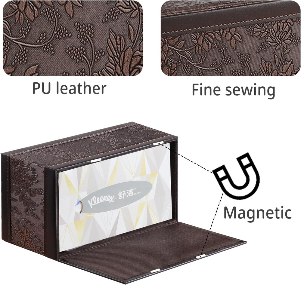 Leather Tissue Box Cover Rectangle,Tissues Holder A Retro-embroidery