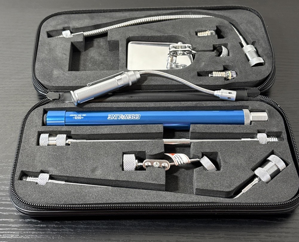 Crewline 8 Piece Tool Flashlight Inspection Kit With Black Case